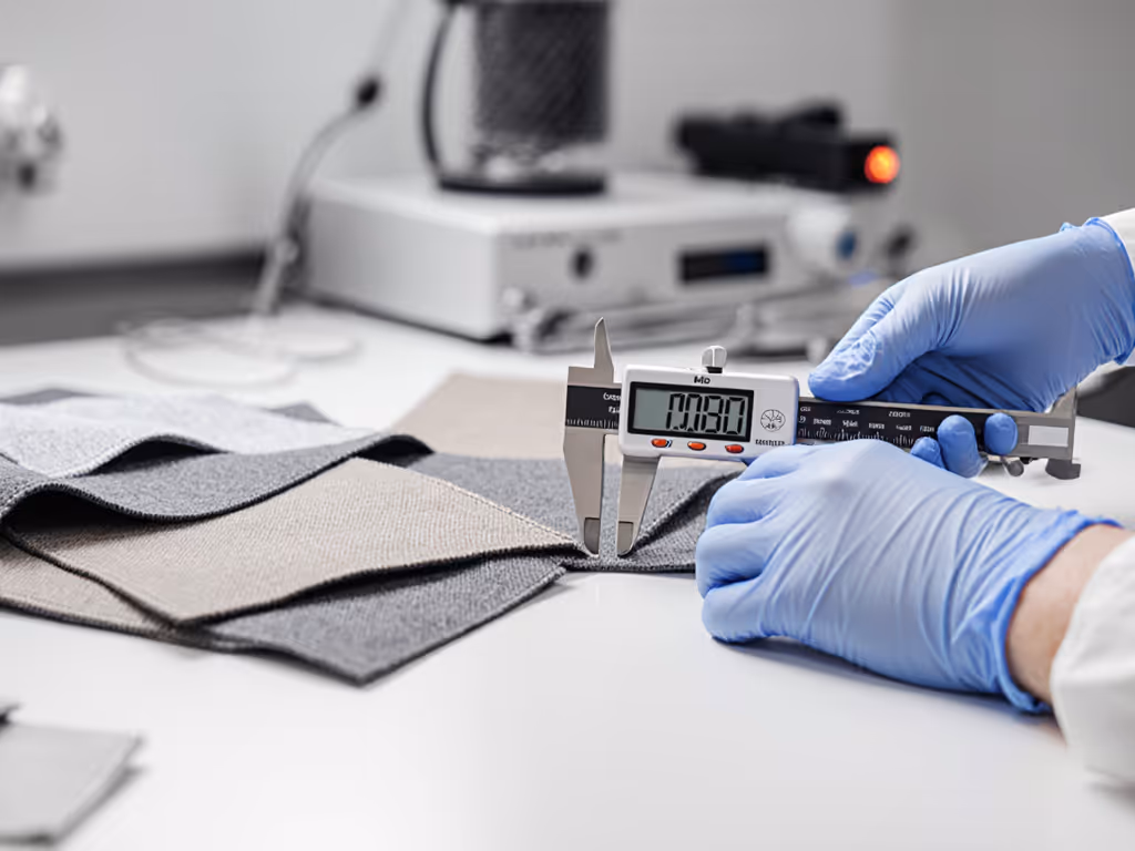 hands testing carrier seam strength with calipers