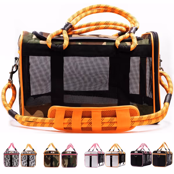Airline Approved Pet Carrier - Army Camo & Orange