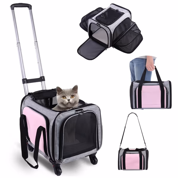 Two-Sided Expandable Rolling Pet Carrier